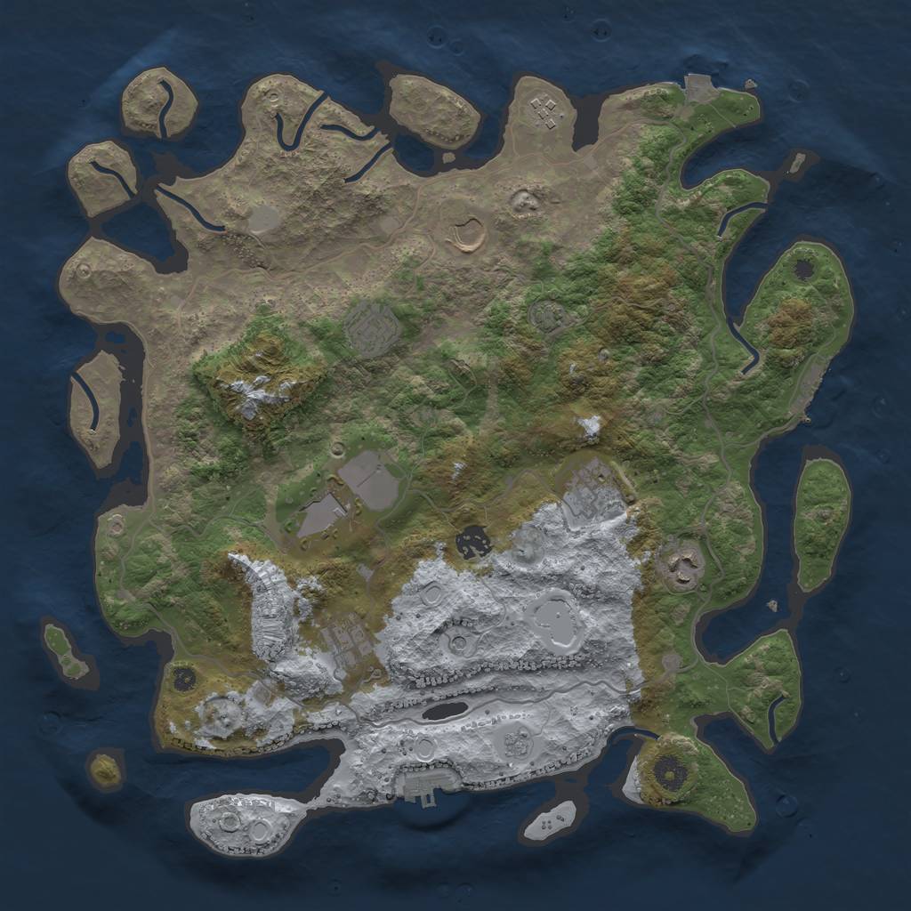 Rust Map: Procedural Map, Size: 4000, Seed: 674689689, 16 Monuments