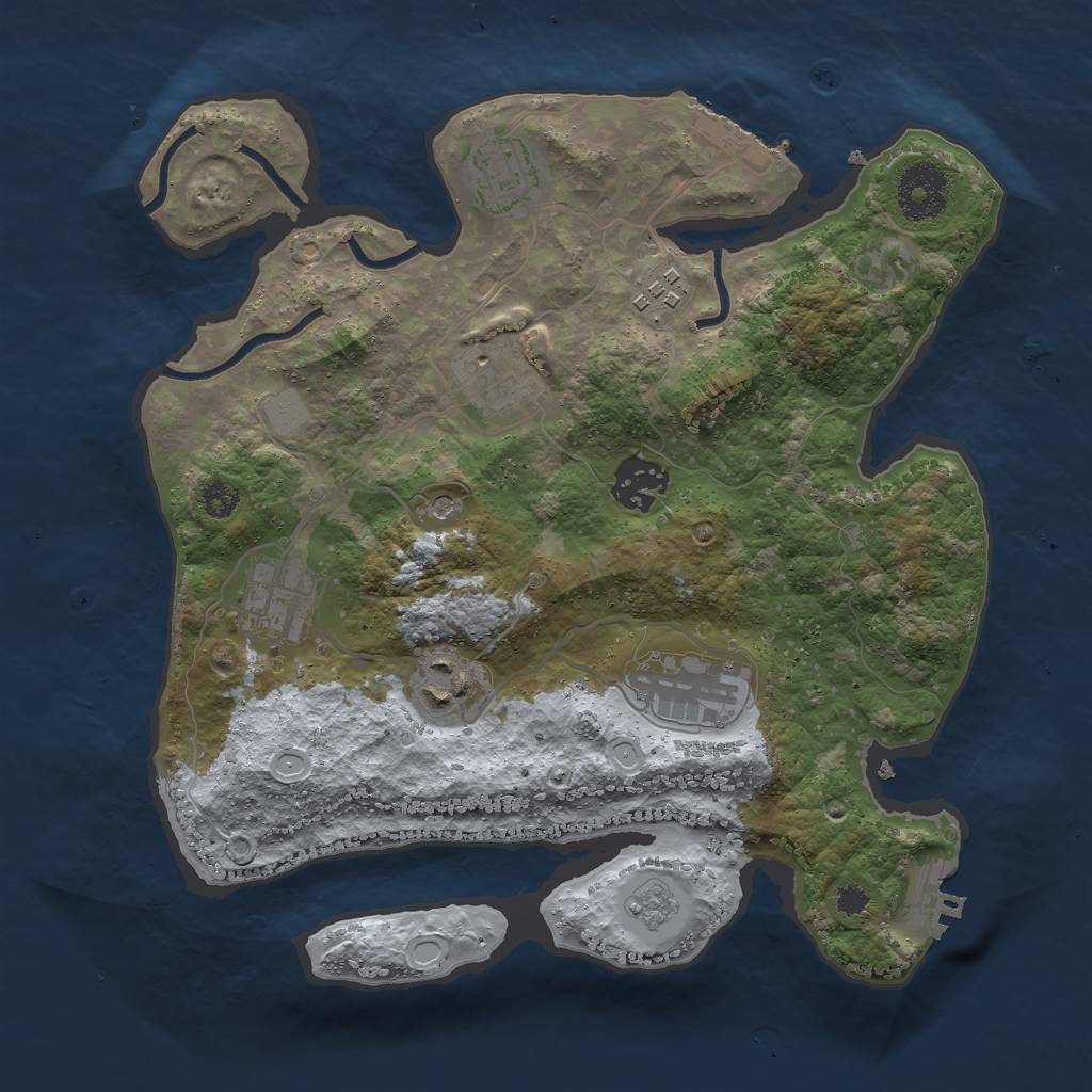 Rust Map: Procedural Map, Size: 3000, Seed: 489608, 16 Monuments