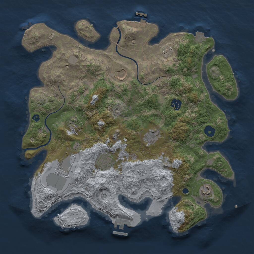Rust Map: Procedural Map, Size: 3500, Seed: 29678345, 14 Monuments