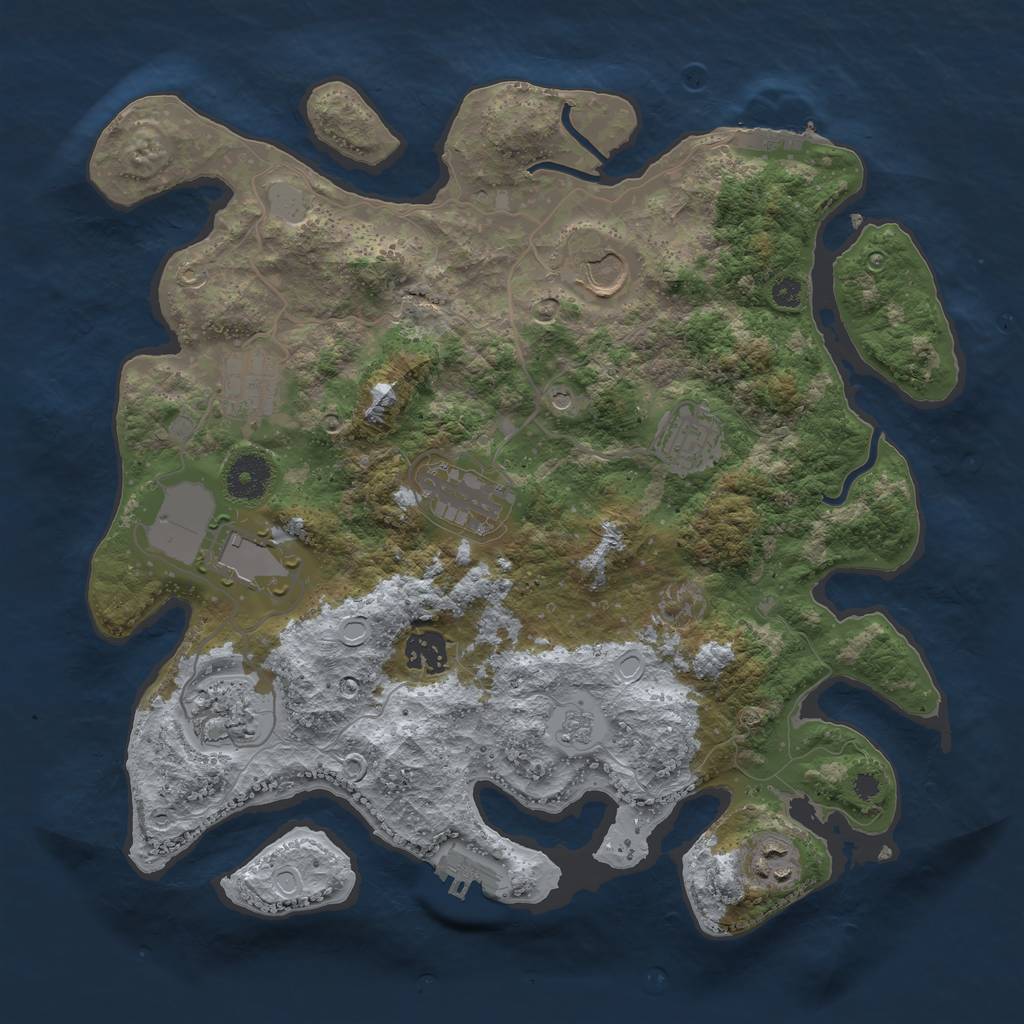 Rust Map: Procedural Map, Size: 3500, Seed: 29678345, 17 Monuments