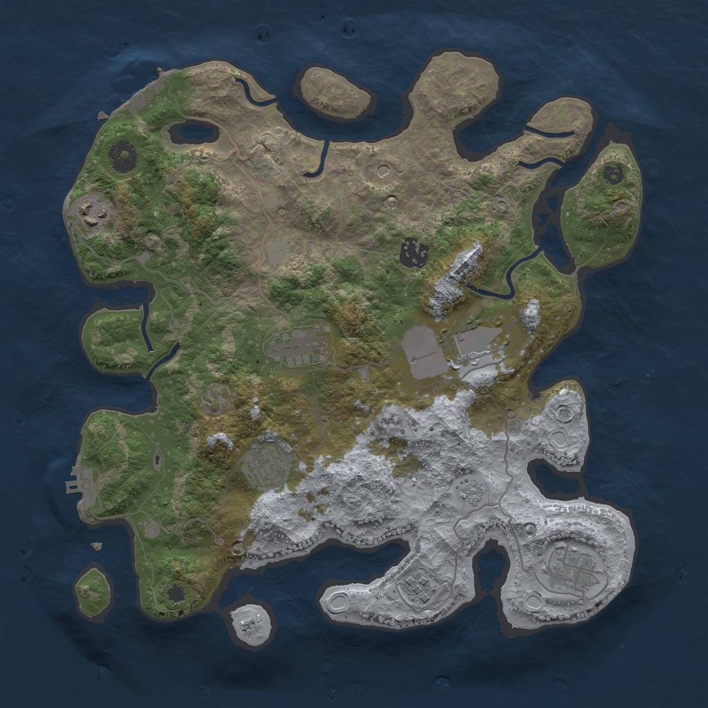 Rust Map: Procedural Map, Size: 3500, Seed: 901445772, 16 Monuments