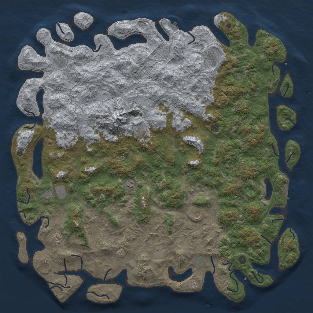 Rust Map: Procedural Map, Size: 6000, Seed: 64654171, 20 Monuments