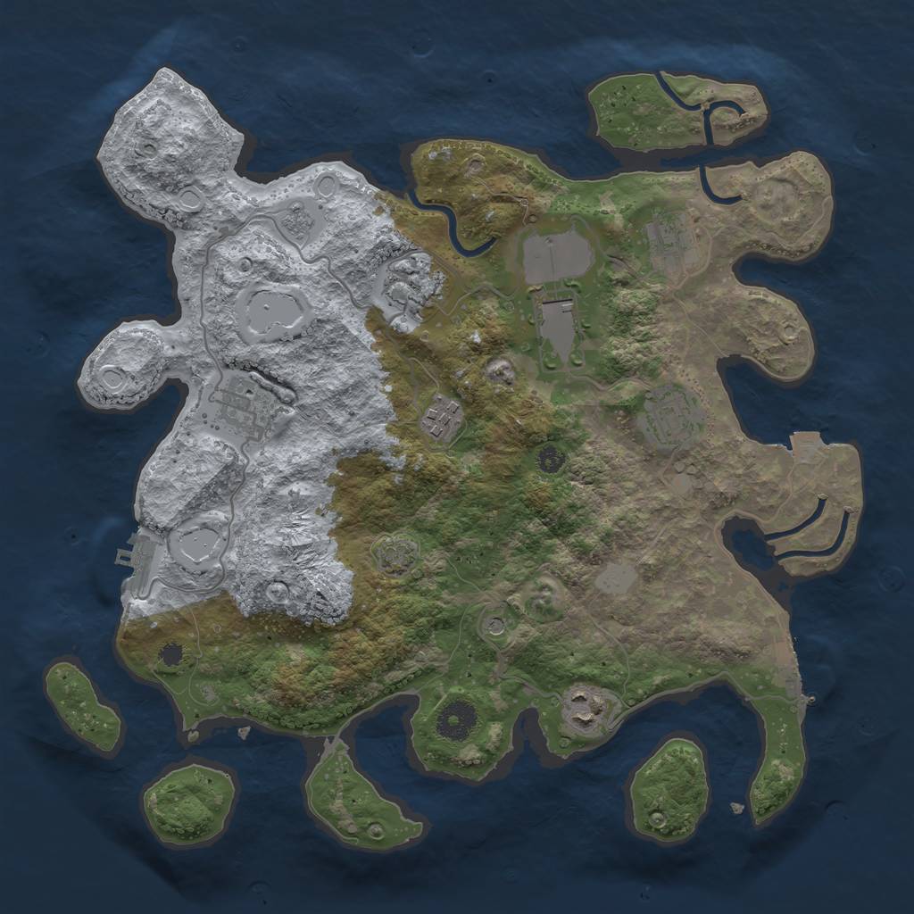 Rust Map: Procedural Map, Size: 3500, Seed: 35930208, 15 Monuments