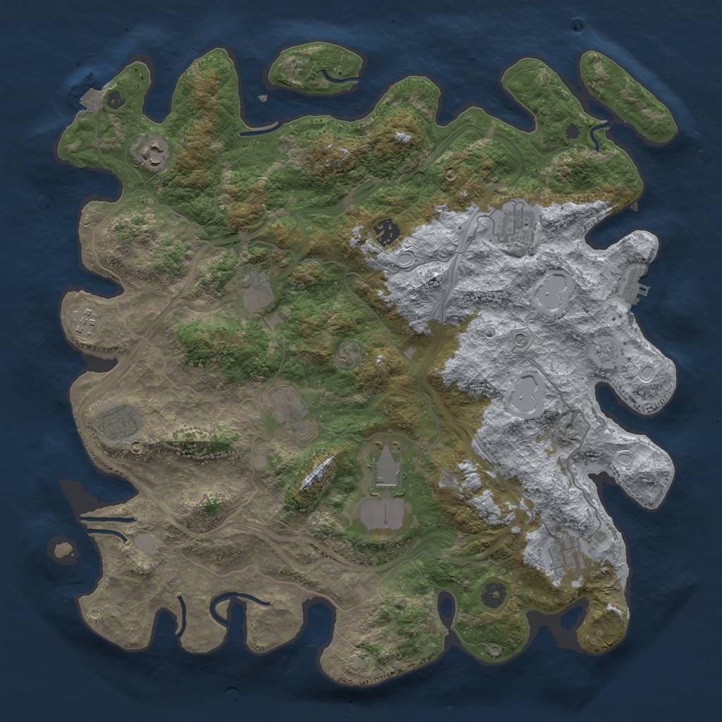 Rust Map: Procedural Map, Size: 4250, Seed: 4605, 16 Monuments