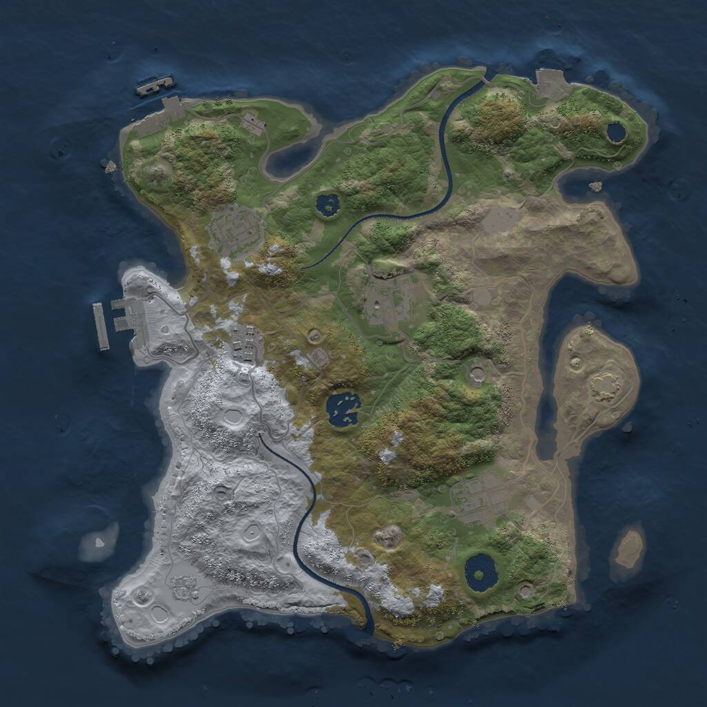 Rust Map: Procedural Map, Size: 3000, Seed: 2109006246, 11 Monuments