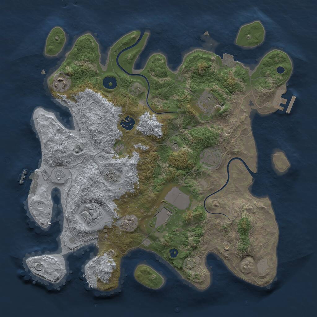 Rust Map: Procedural Map, Size: 3500, Seed: 22517588, 13 Monuments
