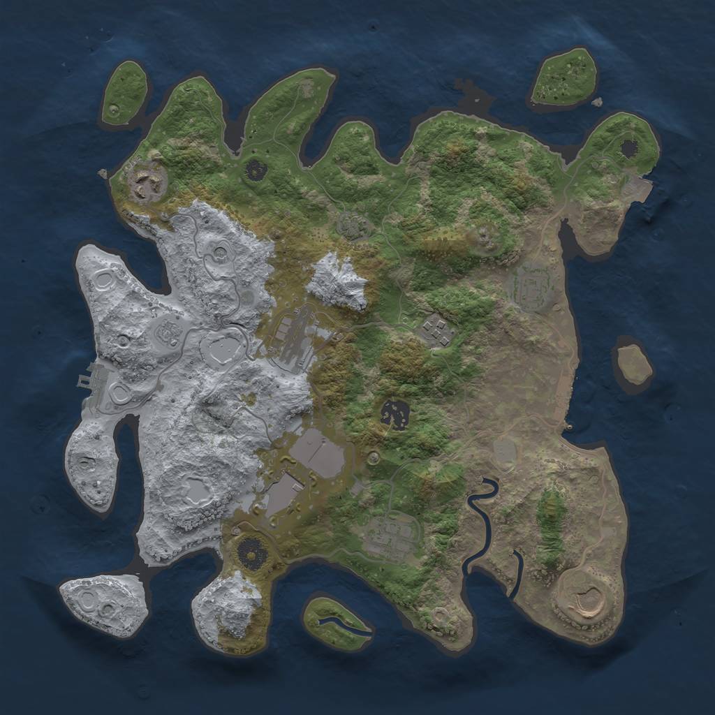 Rust Map: Procedural Map, Size: 3500, Seed: 22517588, 16 Monuments