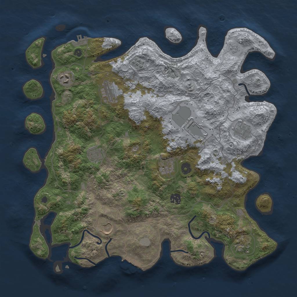 Rust Map: Procedural Map, Size: 4000, Seed: 23757, 19 Monuments