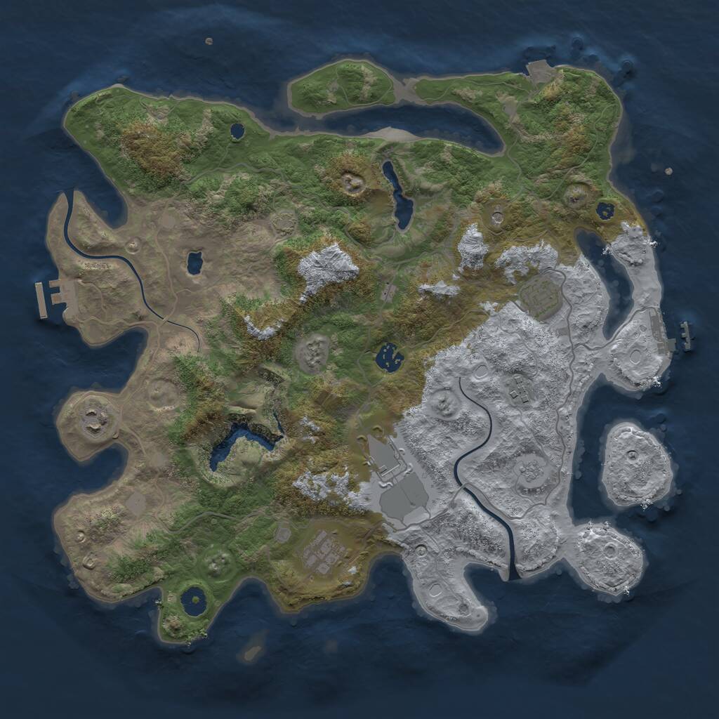 Rust Map: Procedural Map, Size: 4000, Seed: 103419504, 12 Monuments