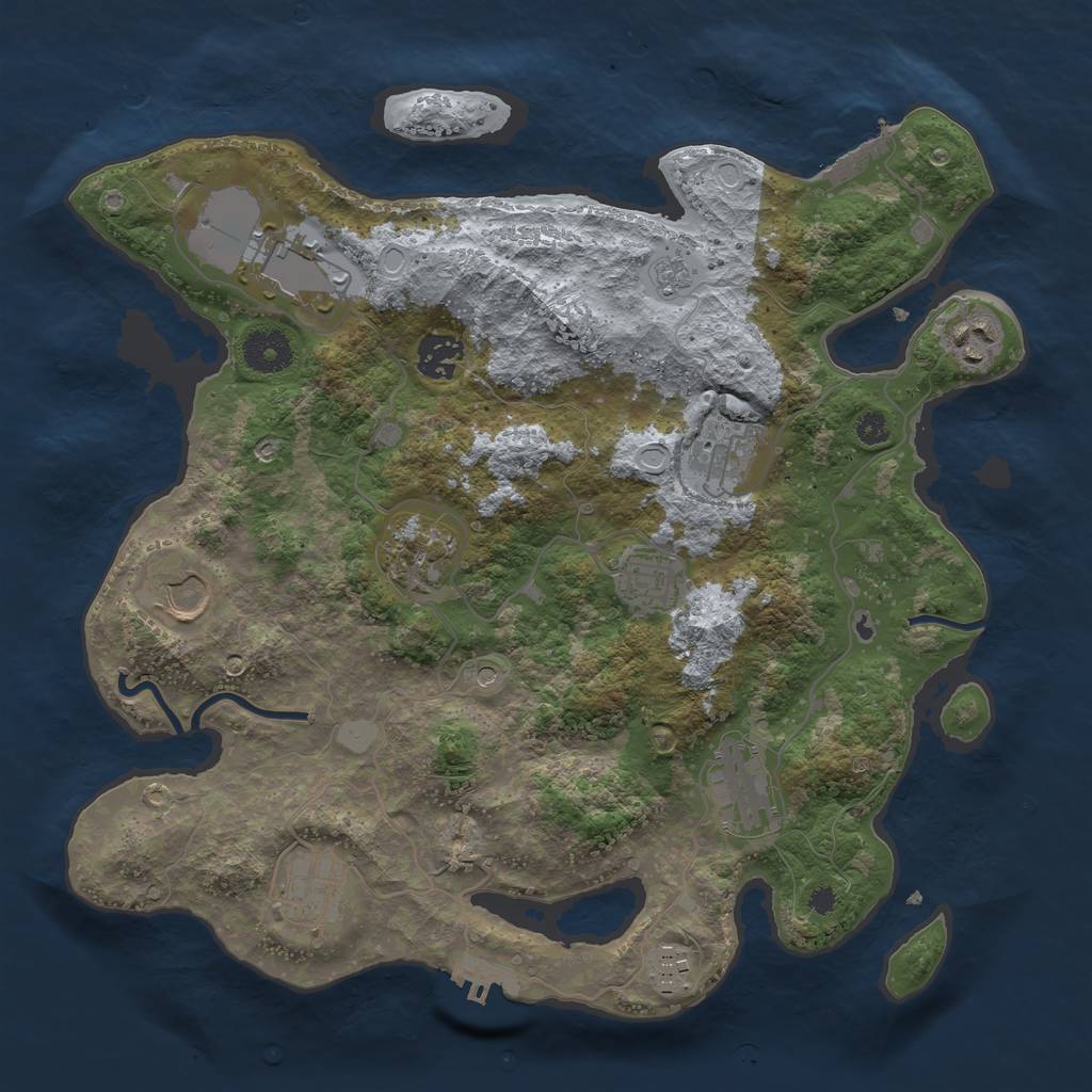 Rust Map: Procedural Map, Size: 3500, Seed: 1225418075, 19 Monuments