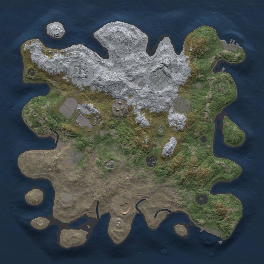 Rust Map: Procedural Map, Size: 3500, Seed: 46493328, 17 Monuments