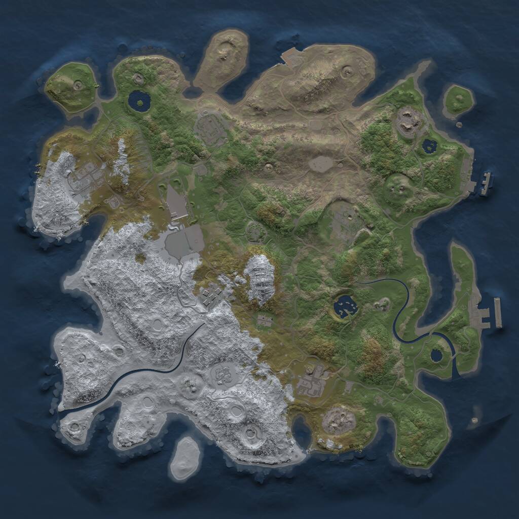 Rust Map: Procedural Map, Size: 3500, Seed: 65547764, 14 Monuments