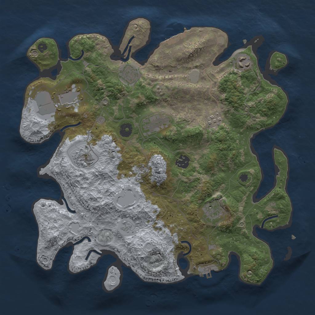 Rust Map: Procedural Map, Size: 3500, Seed: 65547764, 17 Monuments