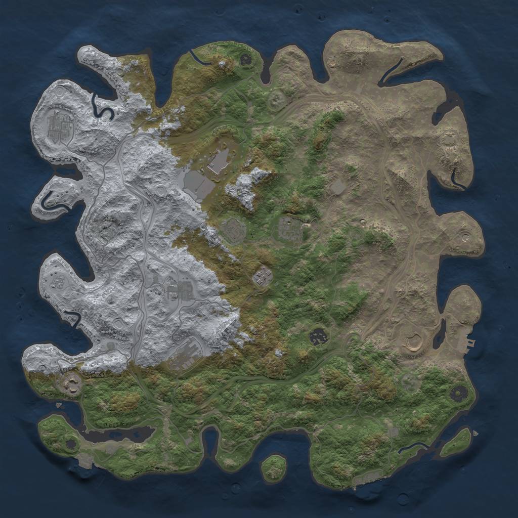 Rust Map: Procedural Map, Size: 4500, Seed: 4049, 18 Monuments