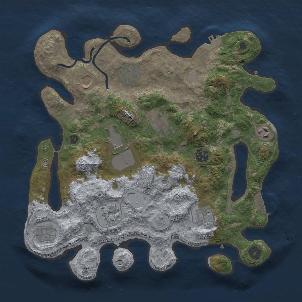 Rust Map: Procedural Map, Size: 3500, Seed: 1695924090, 18 Monuments