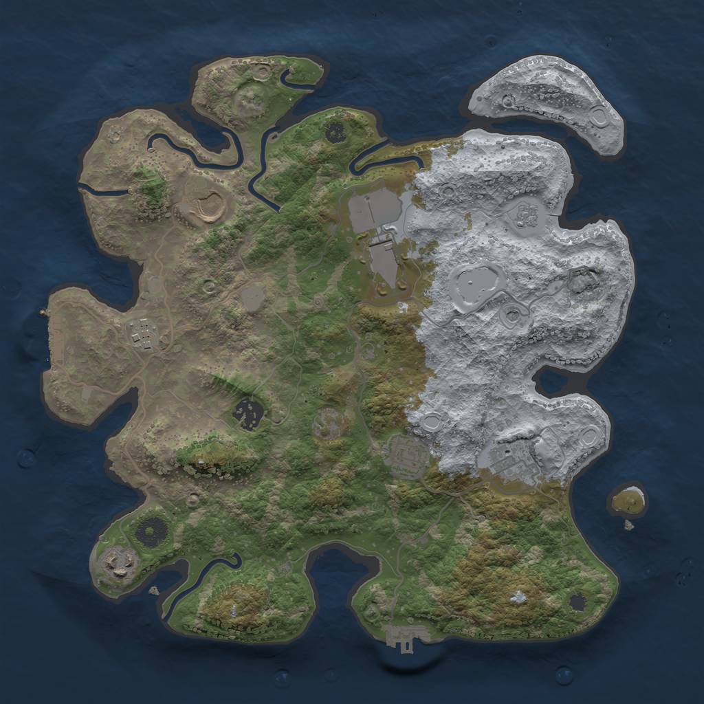 Rust Map: Procedural Map, Size: 3500, Seed: 79849921, 16 Monuments