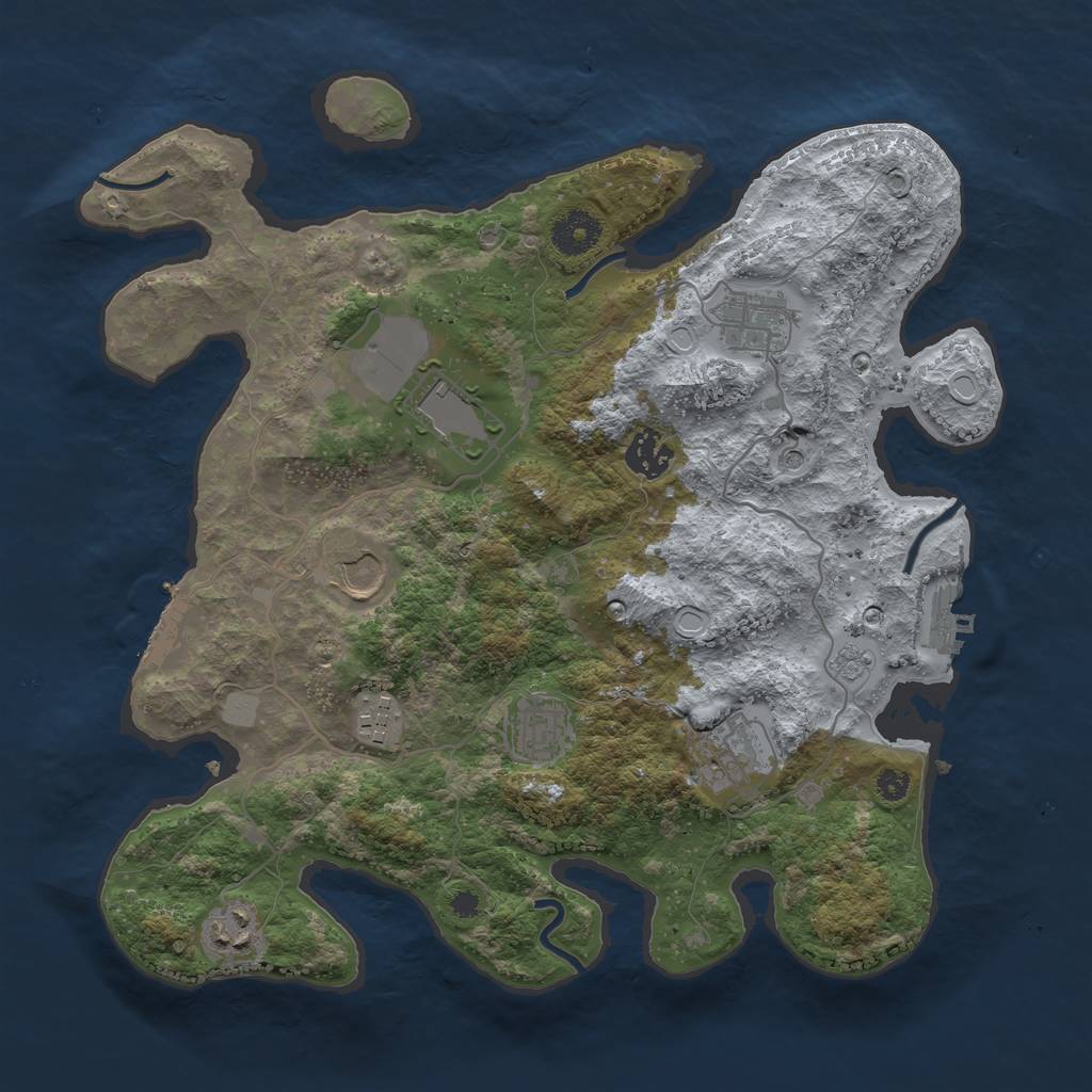 Rust Map: Procedural Map, Size: 3500, Seed: 93735676, 17 Monuments