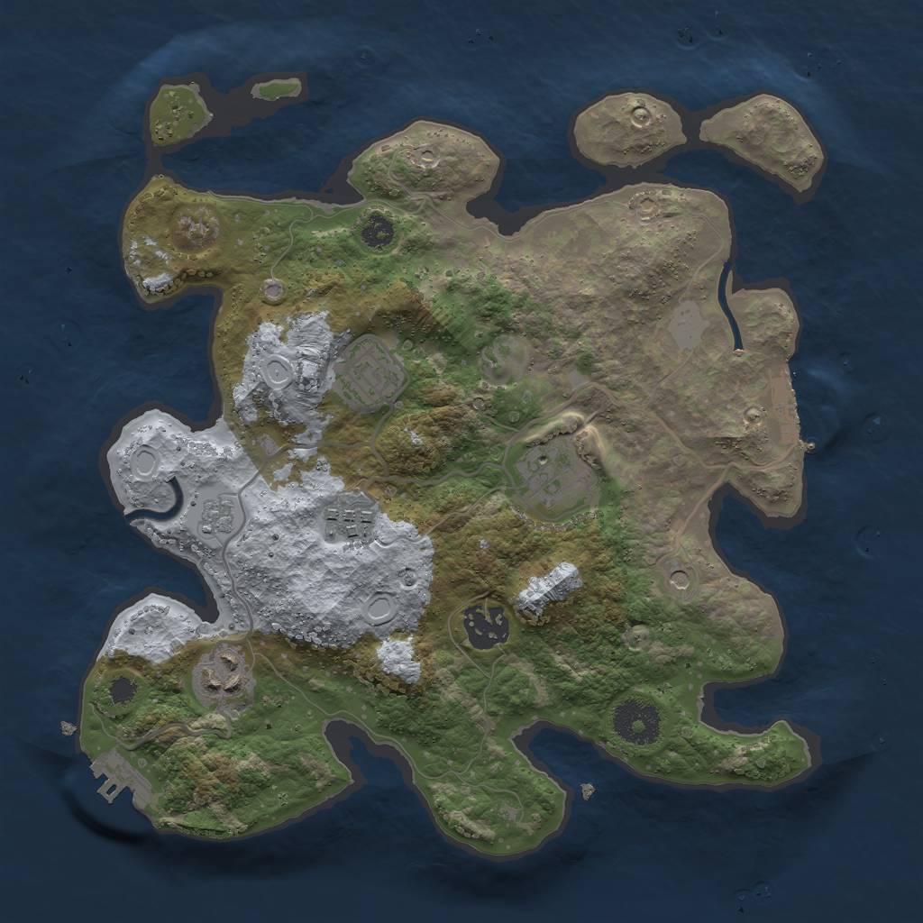 Rust Map: Procedural Map, Size: 3000, Seed: 1397154883, 14 Monuments