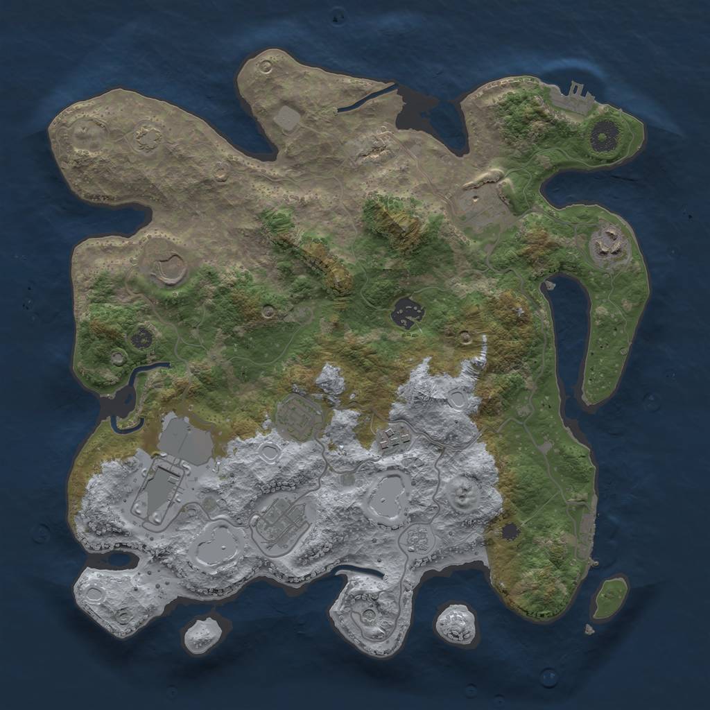 Rust Map: Procedural Map, Size: 3500, Seed: 2118689, 16 Monuments