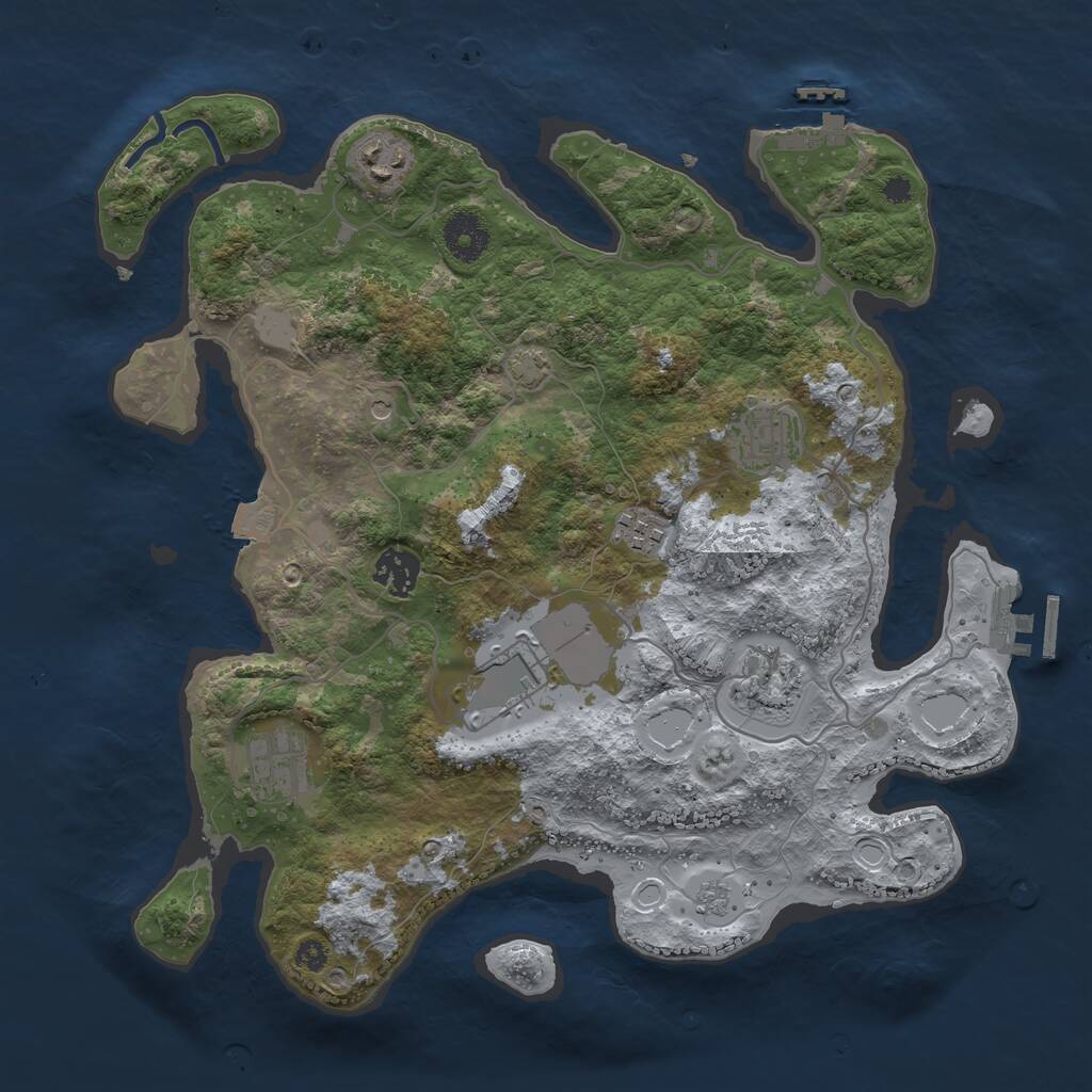 Rust Map: Procedural Map, Size: 3500, Seed: 42321791, 13 Monuments