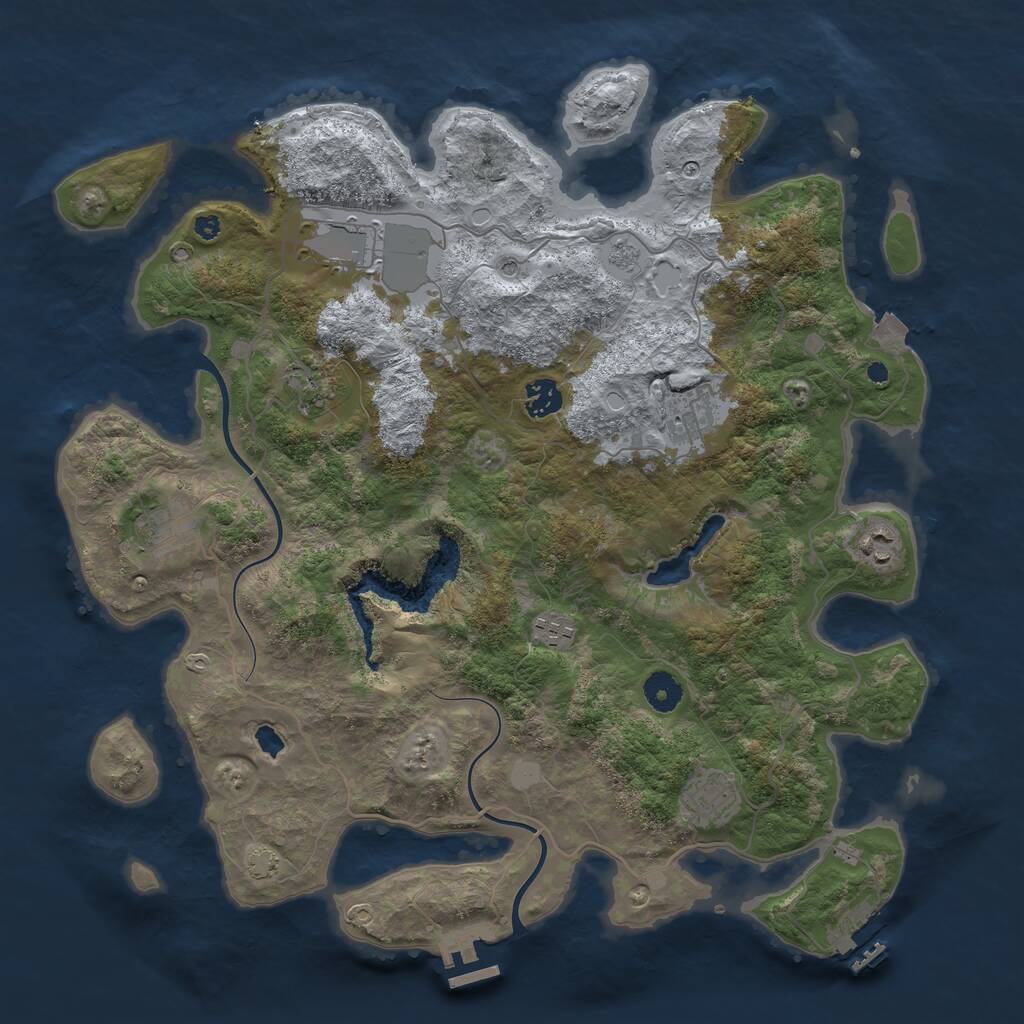 Rust Map: Procedural Map, Size: 4000, Seed: 12528, 14 Monuments