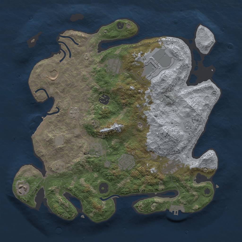 Rust Map: Procedural Map, Size: 3500, Seed: 1561348390, 18 Monuments