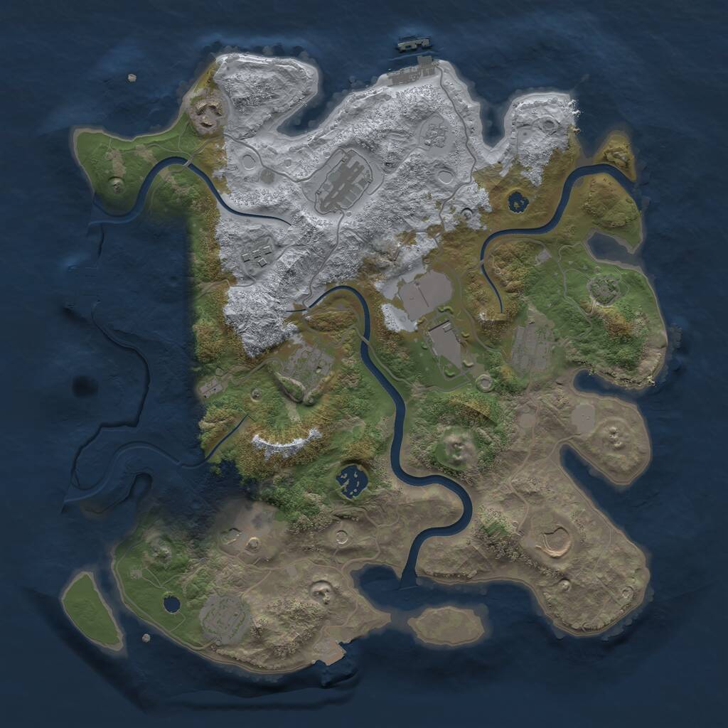 Rust Map: Procedural Map, Size: 3600, Seed: 5, 16 Monuments