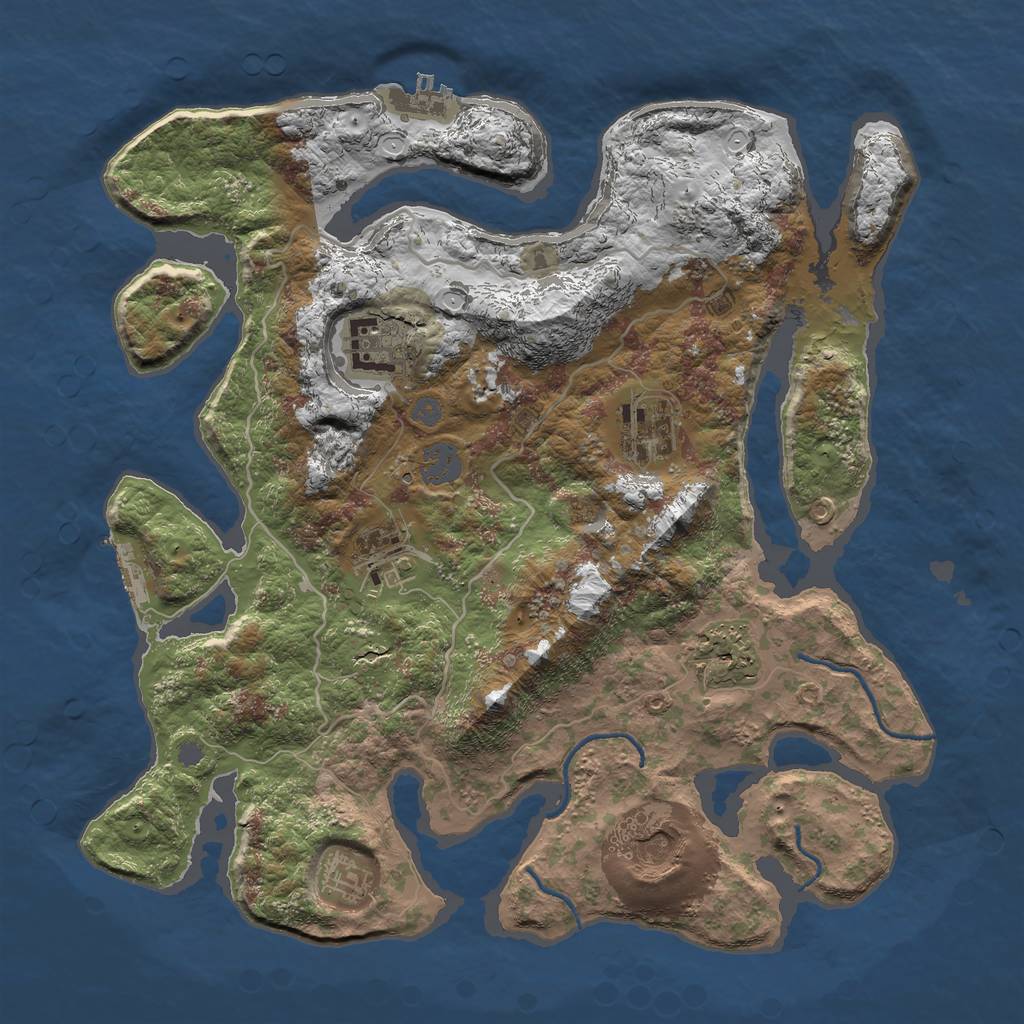 Rust Map: Procedural Map, Size: 3600, Seed: 5, 13 Monuments