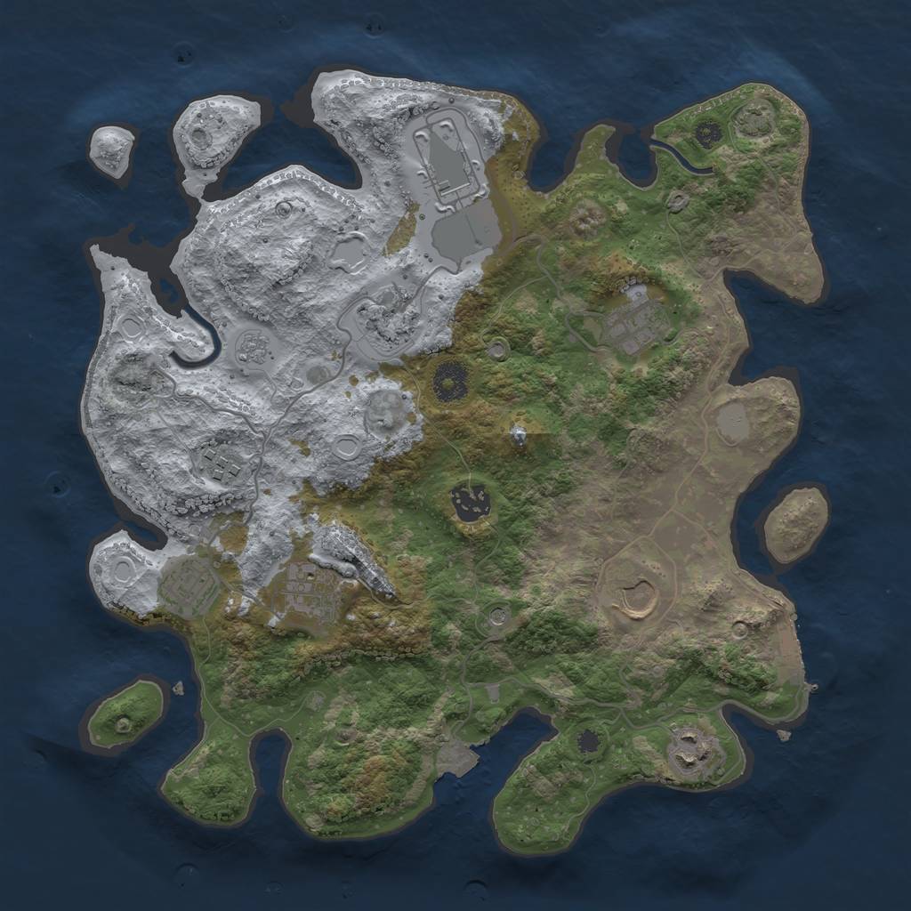 Rust Map: Procedural Map, Size: 3500, Seed: 2637768, 16 Monuments