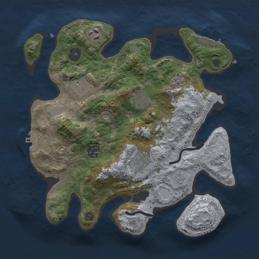 Rust Map: Procedural Map, Size: 3000, Seed: 1294641140, 15 Monuments