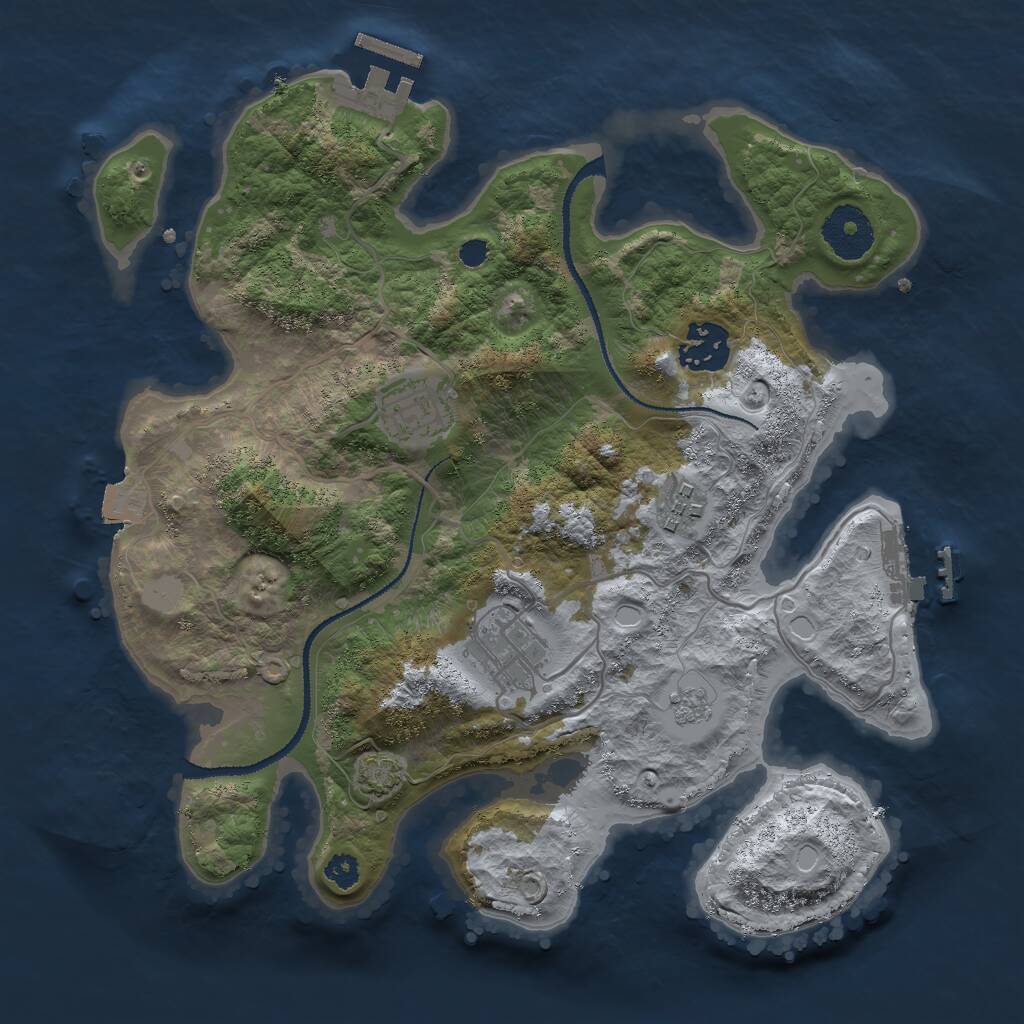 Rust Map: Procedural Map, Size: 3000, Seed: 1294641140, 9 Monuments