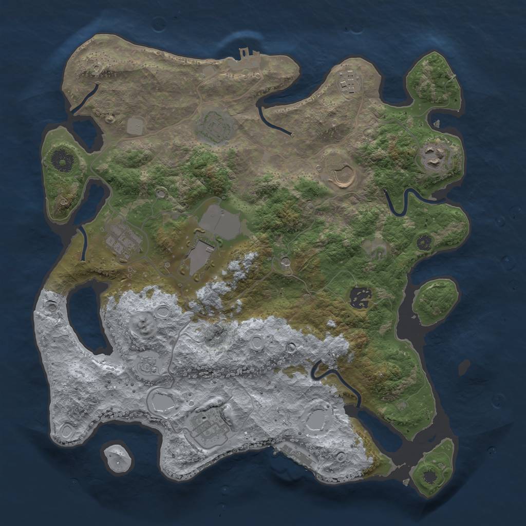 Rust Map: Procedural Map, Size: 3500, Seed: 95097653, 17 Monuments