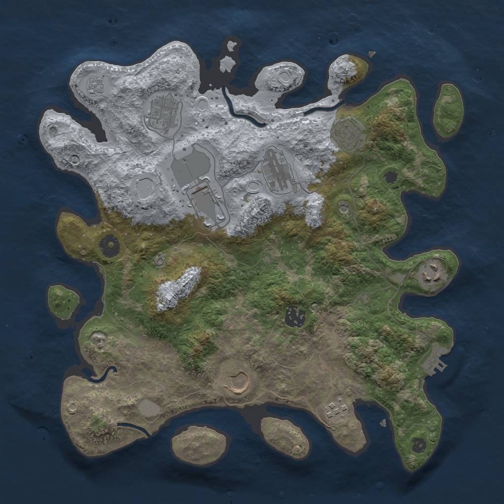 Rust Map: Procedural Map, Size: 3500, Seed: 64763909, 16 Monuments