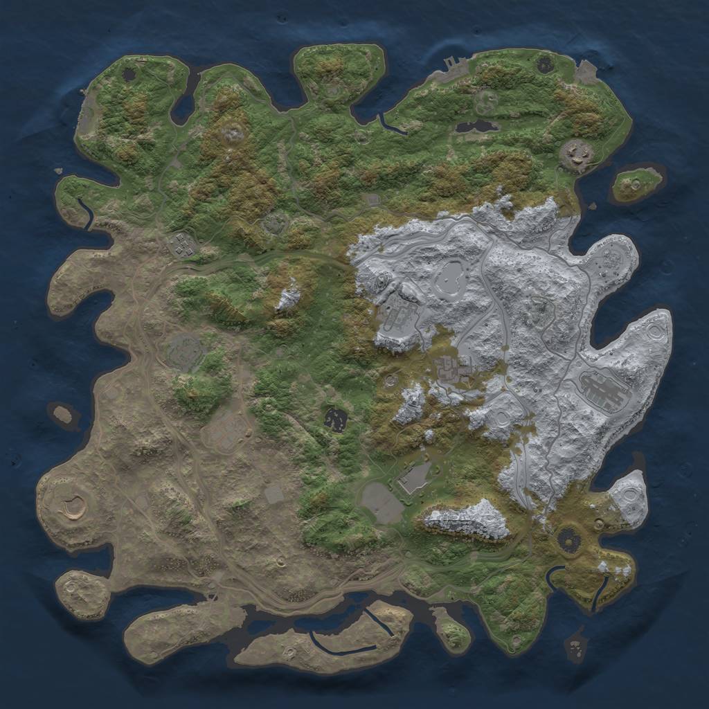 Rust Map: Procedural Map, Size: 4500, Seed: 1039010445, 18 Monuments