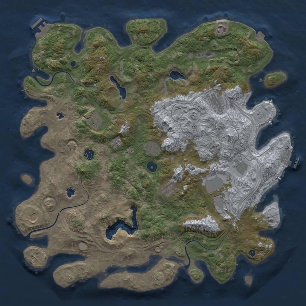 Rust Map: Procedural Map, Size: 4500, Seed: 1039010445, 16 Monuments