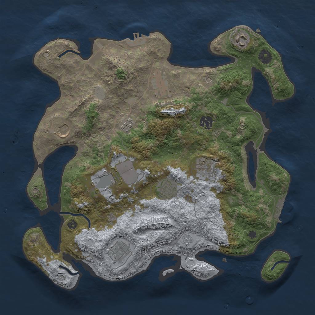 Rust Map: Procedural Map, Size: 3500, Seed: 1990409806, 18 Monuments