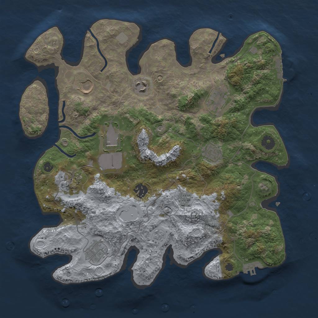 Rust Map: Procedural Map, Size: 3500, Seed: 20221223, 18 Monuments