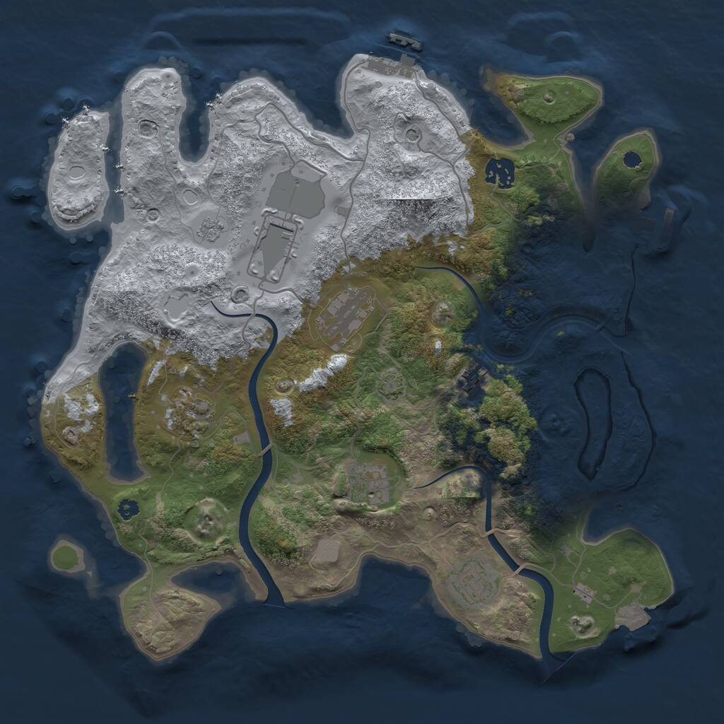 Rust Map: Procedural Map, Size: 3500, Seed: 21546258, 13 Monuments