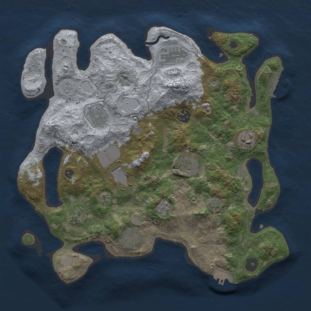 Rust Map: Procedural Map, Size: 3500, Seed: 21546258, 17 Monuments