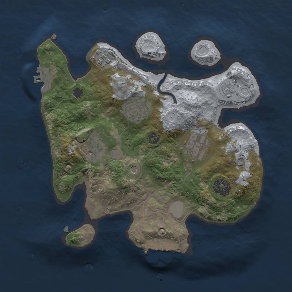 Rust Map: Procedural Map, Size: 2500, Seed: 1525722595, 13 Monuments