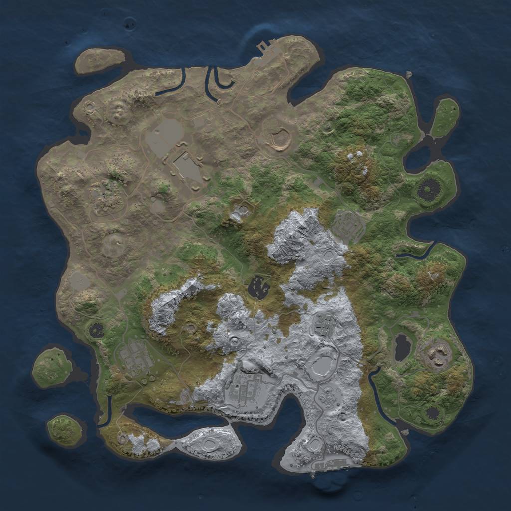 Rust Map: Procedural Map, Size: 3500, Seed: 49543959, 18 Monuments