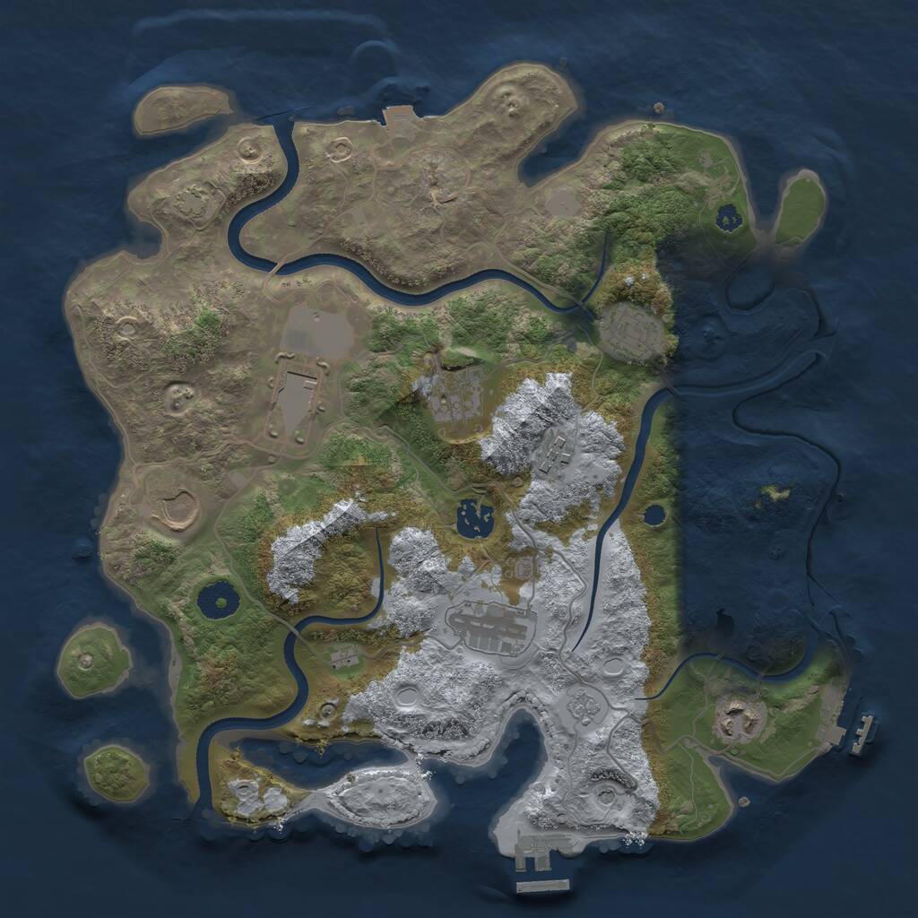 Rust Map: Procedural Map, Size: 3500, Seed: 49543959, 14 Monuments