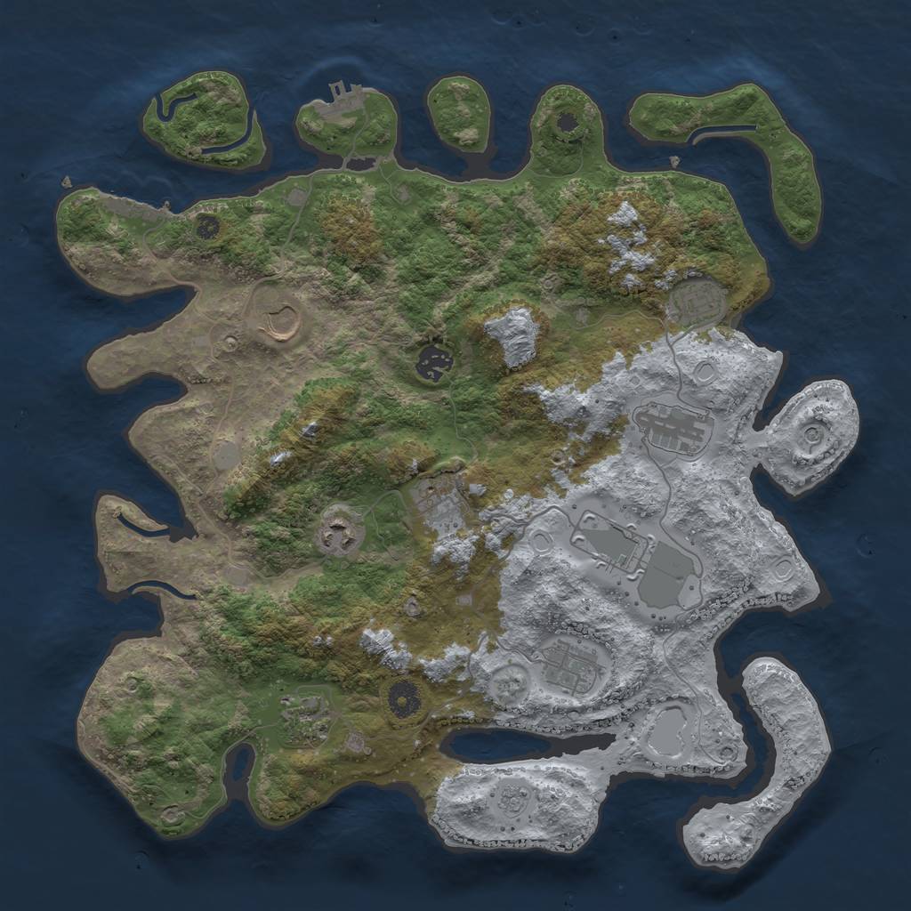 Rust Map: Procedural Map, Size: 3900, Seed: 880814, 18 Monuments