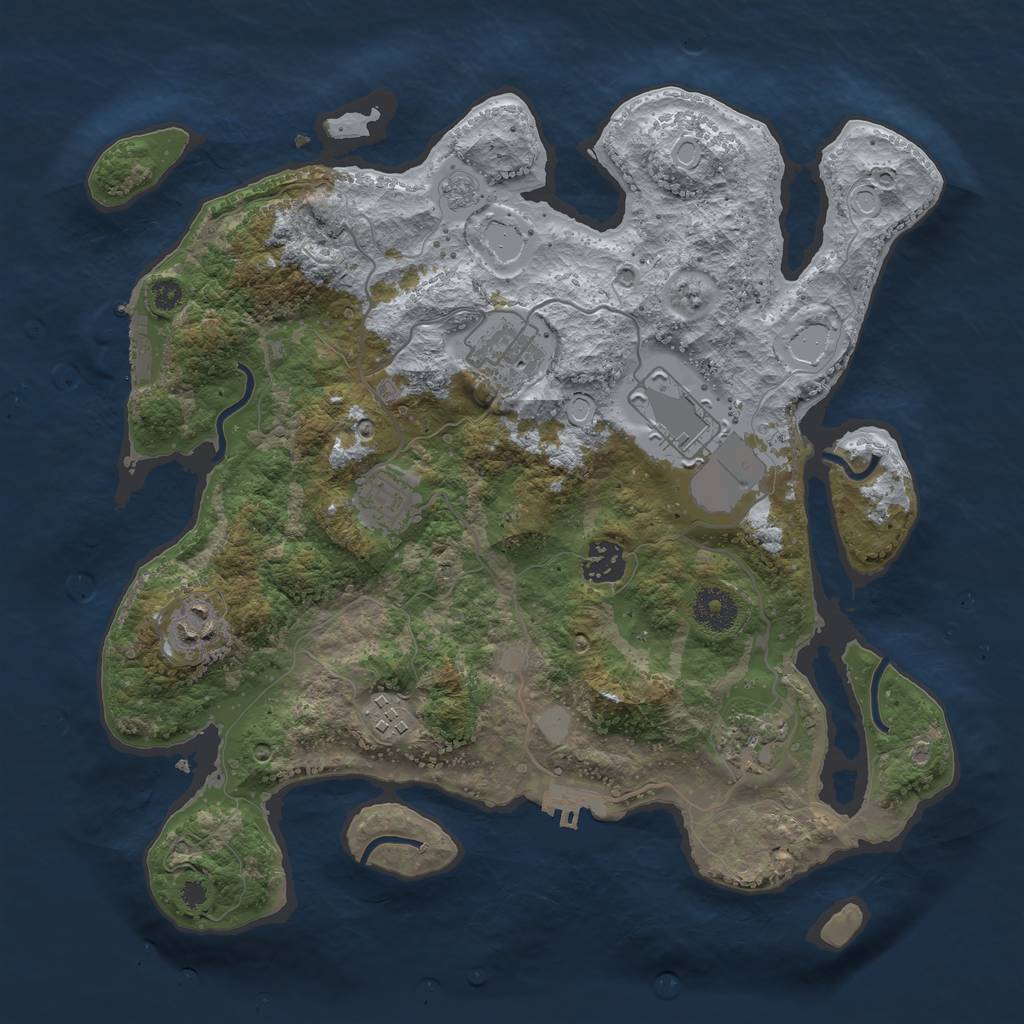 Rust Map: Procedural Map, Size: 3500, Seed: 60508689, 15 Monuments