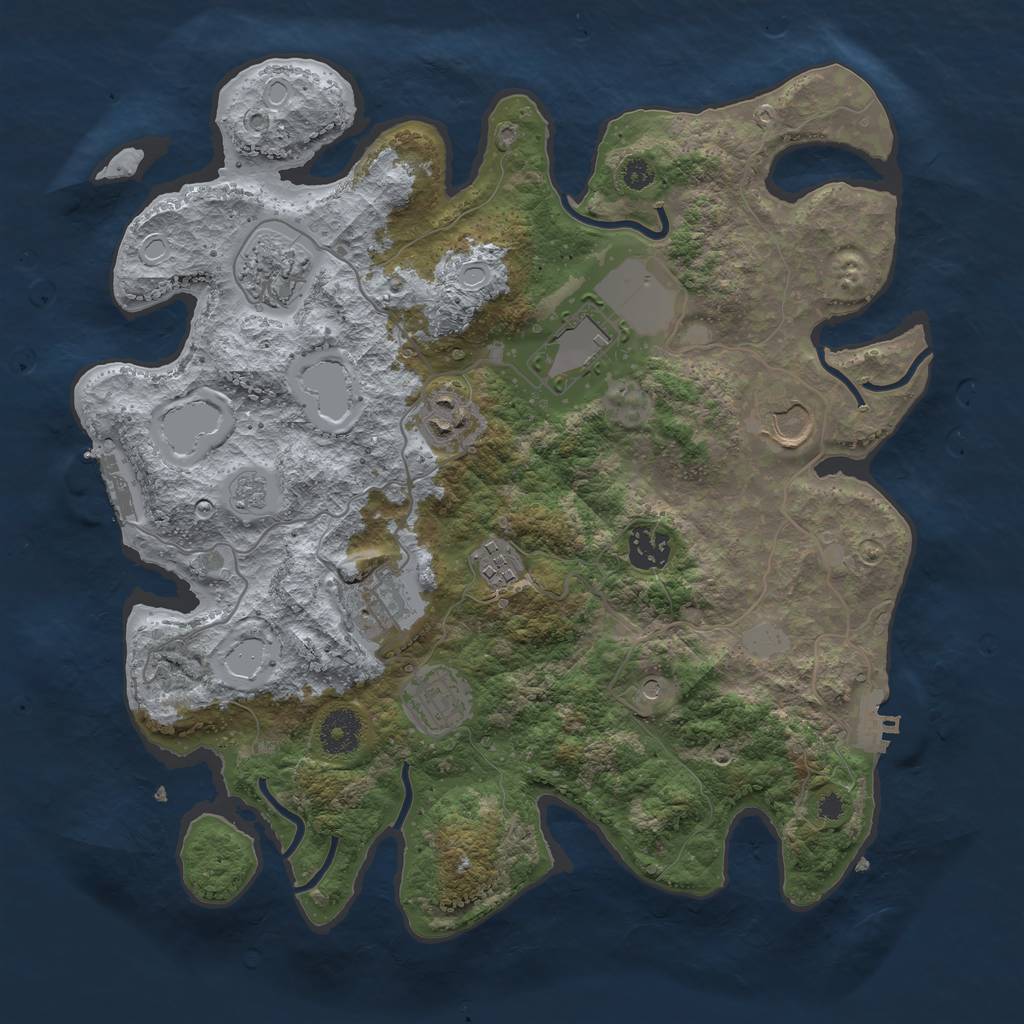 Rust Map: Procedural Map, Size: 3500, Seed: 83210152, 17 Monuments