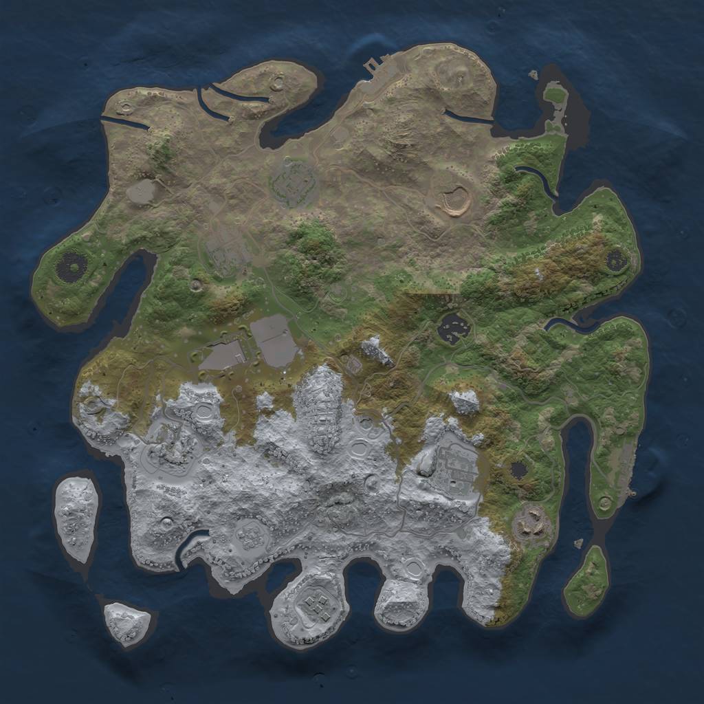 Rust Map: Procedural Map, Size: 3500, Seed: 66861238, 18 Monuments