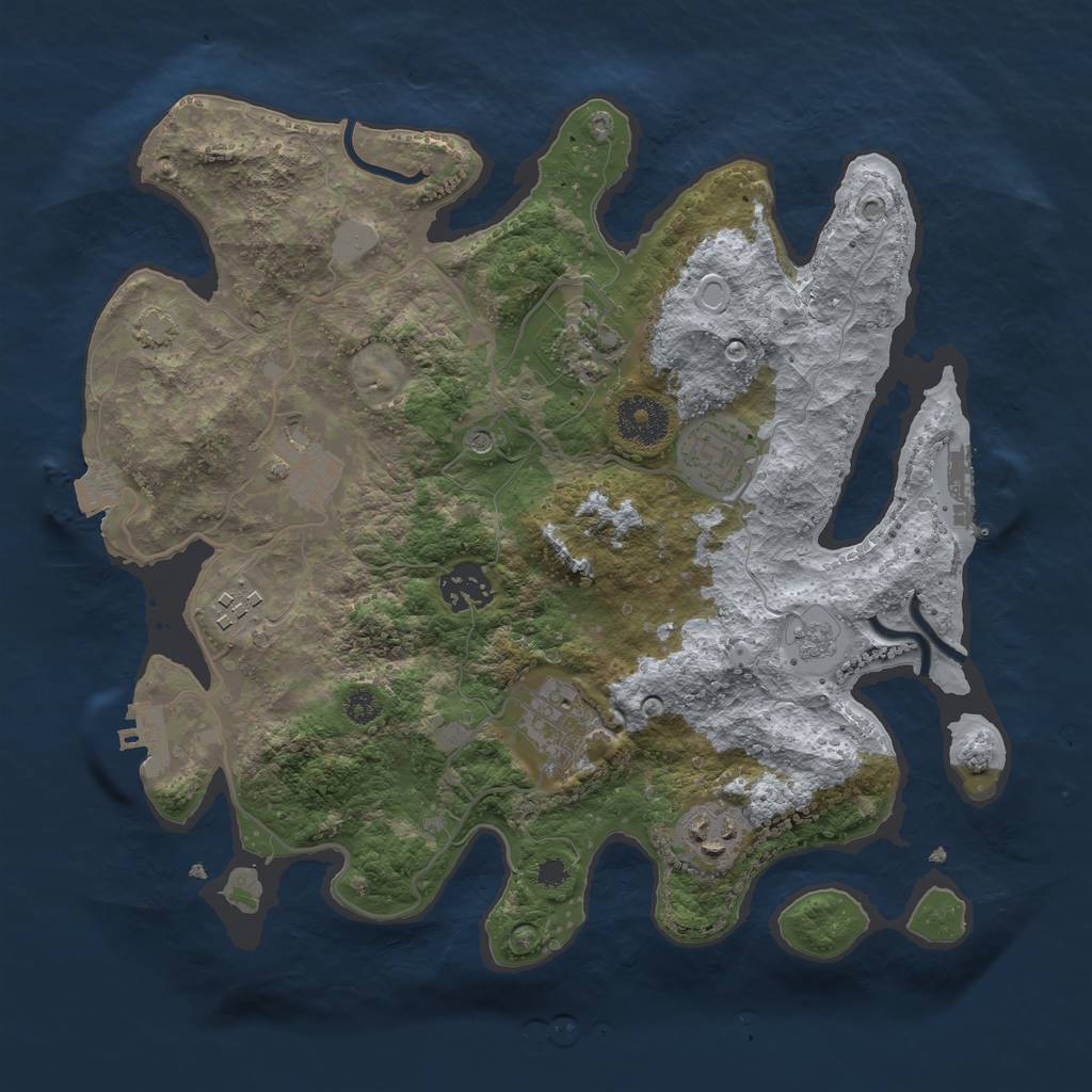 Rust Map: Procedural Map, Size: 3200, Seed: 65432135, 15 Monuments