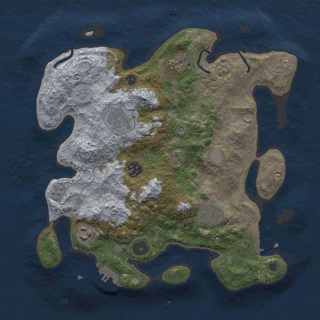 Rust Map: Procedural Map, Size: 3250, Seed: 6847, 15 Monuments