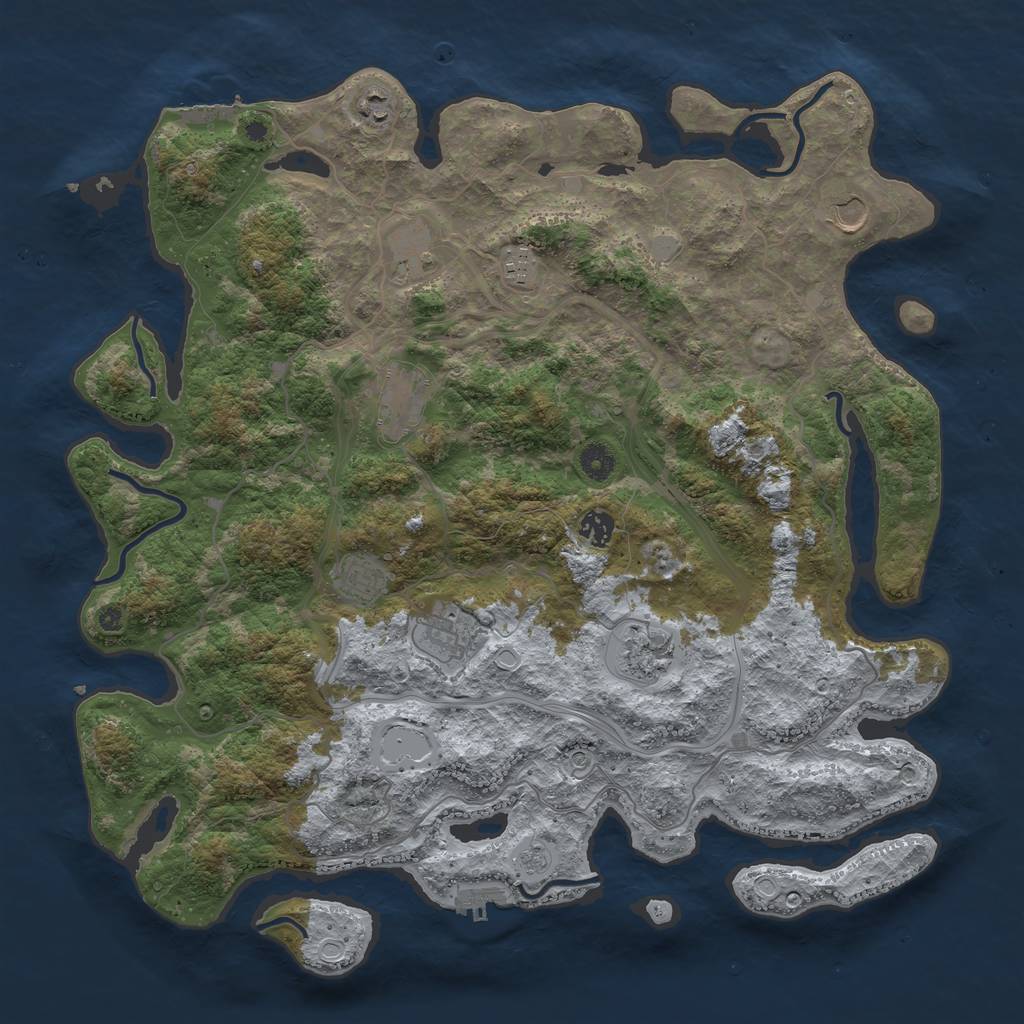 Rust Map: Procedural Map, Size: 4350, Seed: 229688528, 18 Monuments