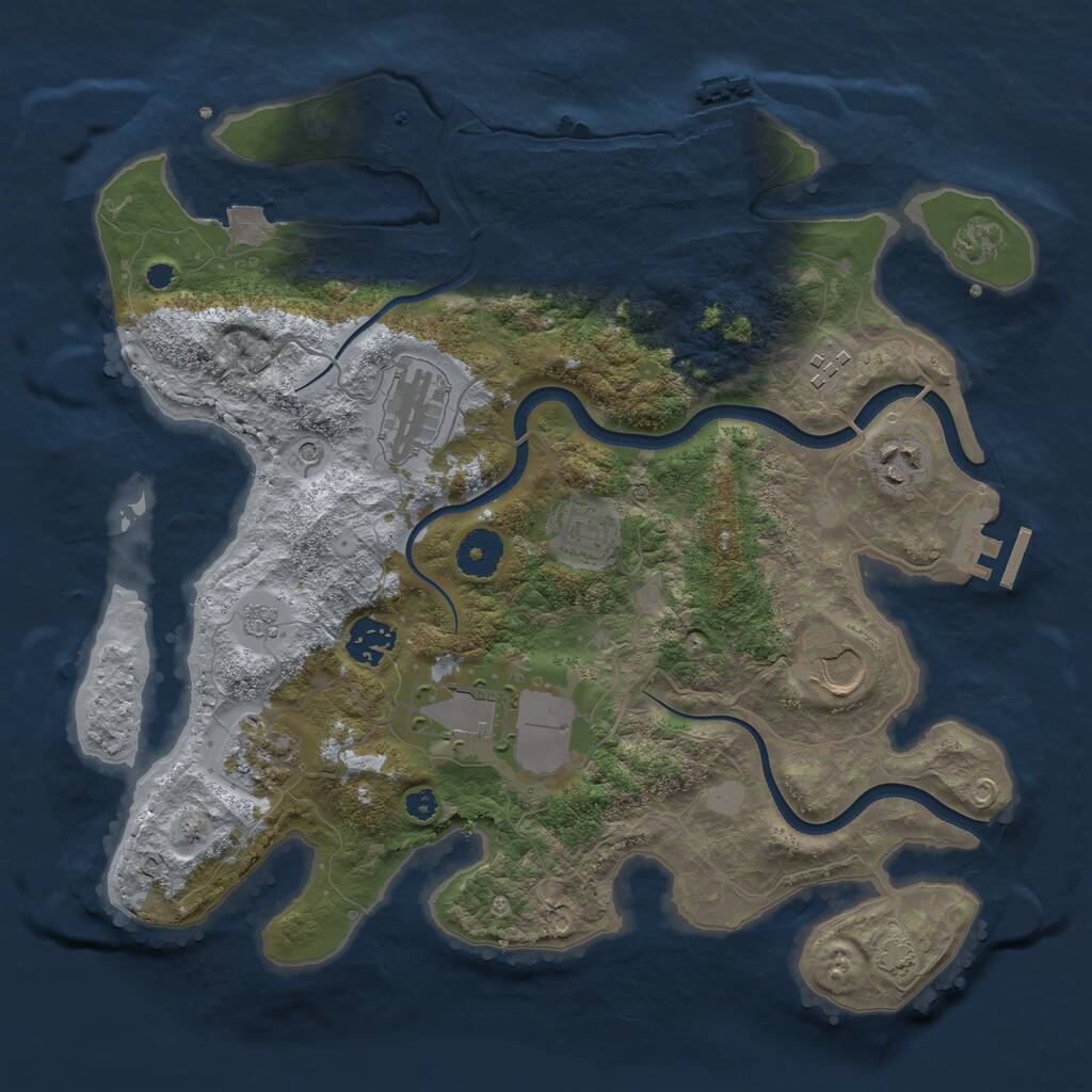 Rust Map: Procedural Map, Size: 3500, Seed: 69416719, 14 Monuments